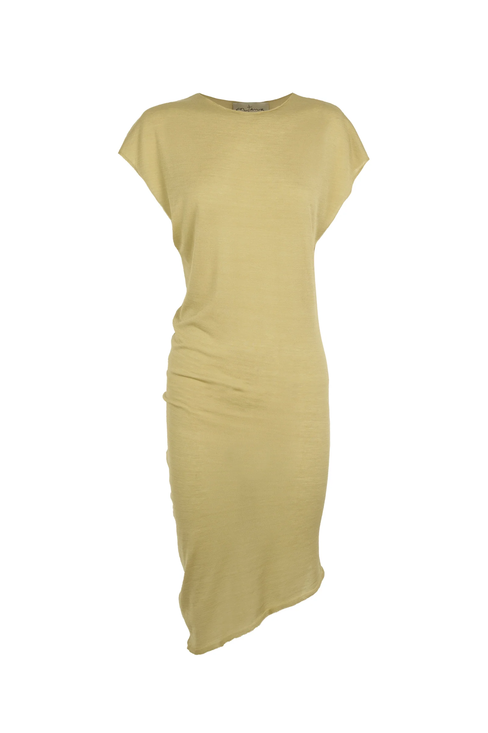 Donia, top de punto kaki claro